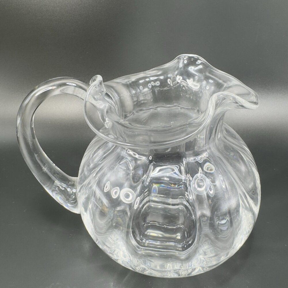 Tiffany & Co Clear Blown Ribbed Optic Crystal DEVON Pitcher Jug Carafe Marked